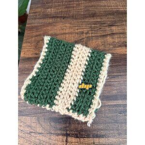 Green & Beige Crochet Pouch with DIP Devices Pin